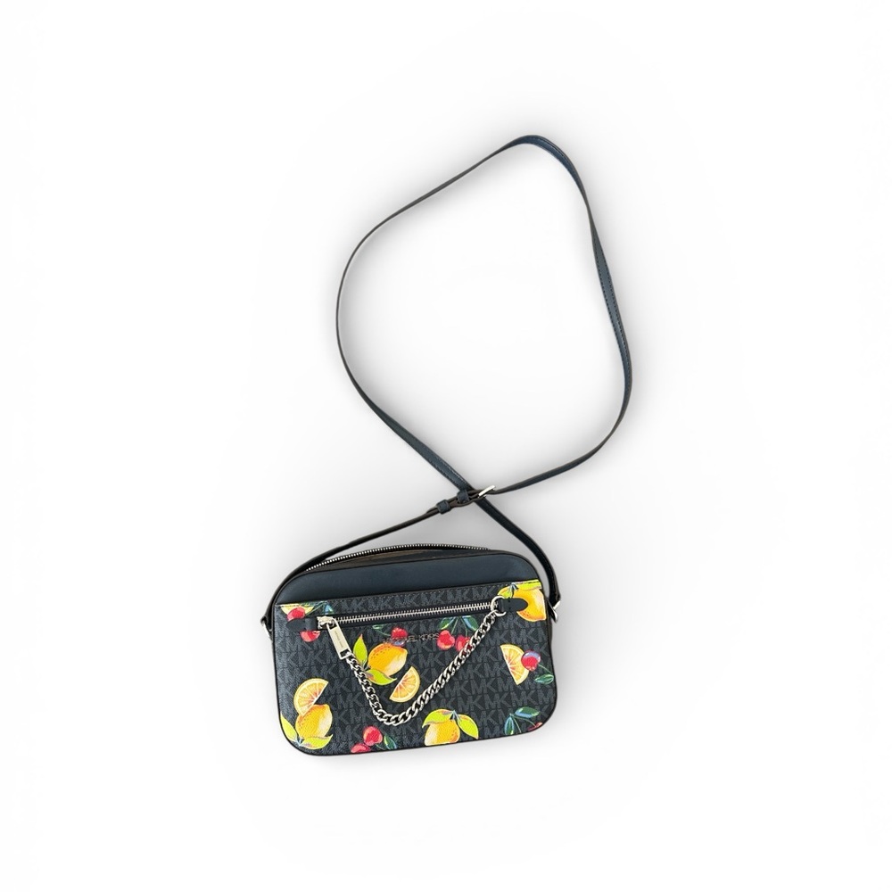 Michael Kors Dark Blue Crossbody Bag with Lemon Print NWOT - Picture 3 of 4